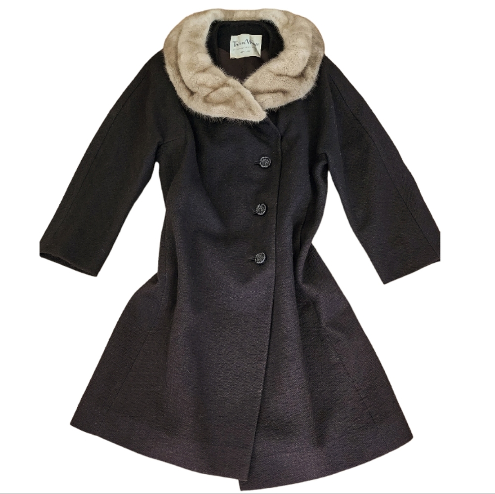 Vintage 1960's Tailored Woman Dashed Tweed and Mink Fur Coat